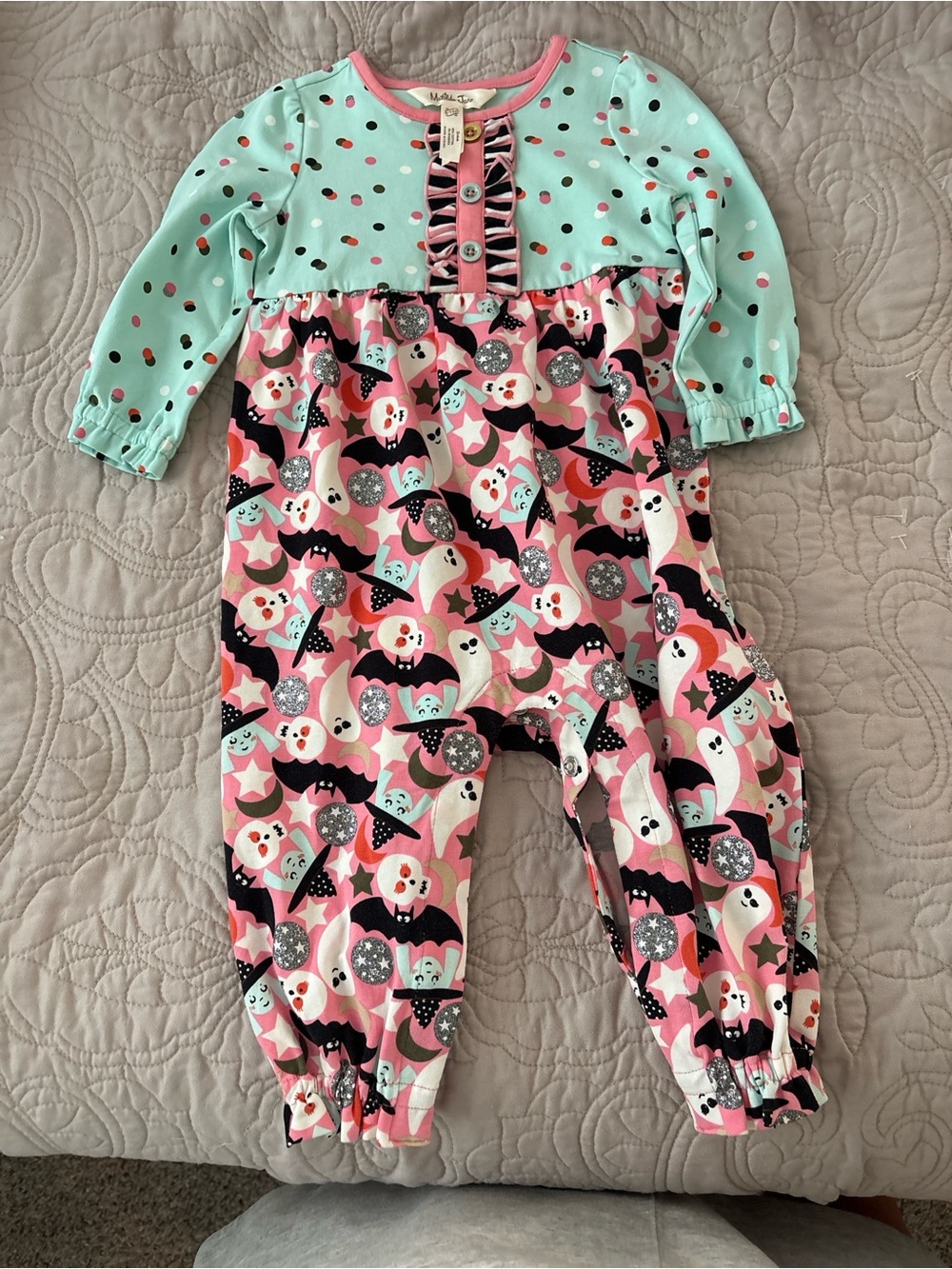 Carter's Mint, Pink & Black Halloween One-Piece Bodysuit